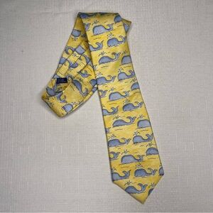 Men’s J.McLaughlin yellow blue whale silk‎ neck tie